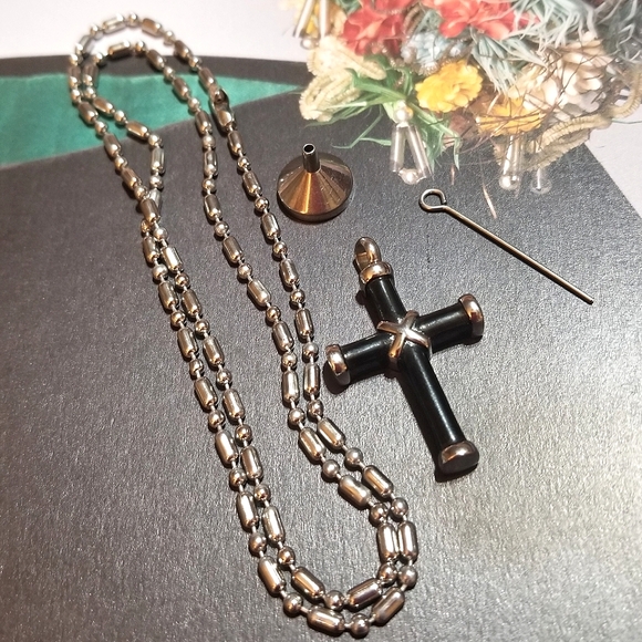 NEW Cremation Keepsake Black Cross Necklace Kit - Picture 2 of 4
